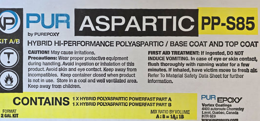 PurePoxy Polyaspartic Hybrid 85% Top Coat Slow Cure 2 gal Kit