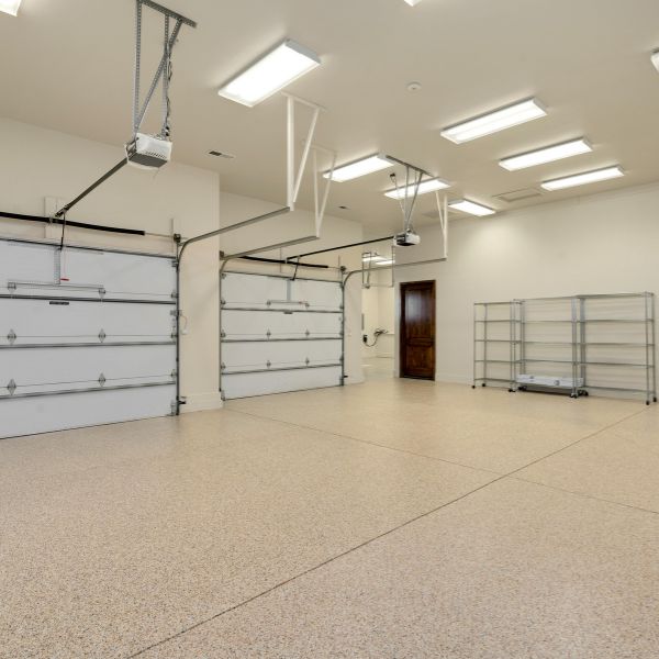 Epoxy-coated garage floor with smooth, durable finish.